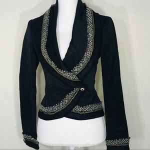 BCBGMaxazria Wool Blend Wrap Cardigan Style Jacket